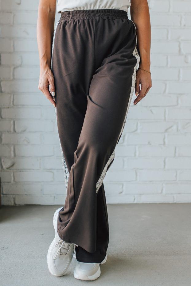 Lace Trimmed Track Pants