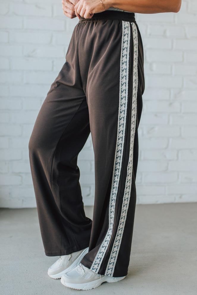 Lace Trimmed Track Pants