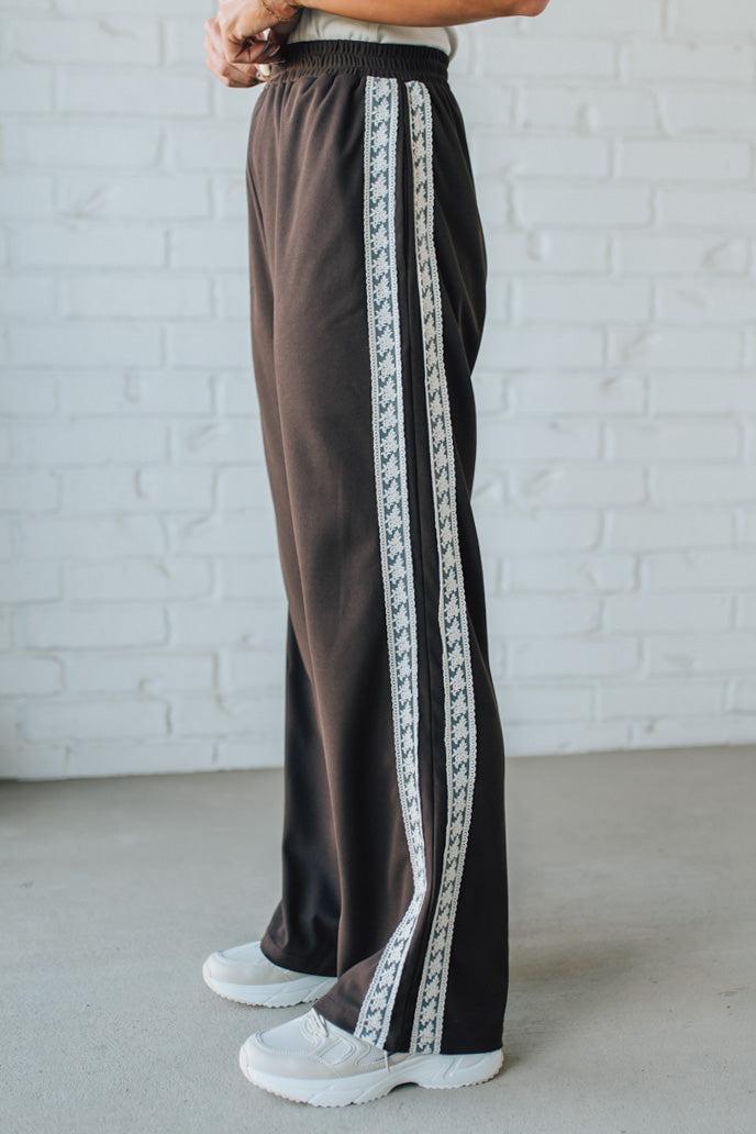 Lace Trimmed Track Pants