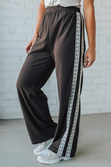 Lace Trimmed Track Pants