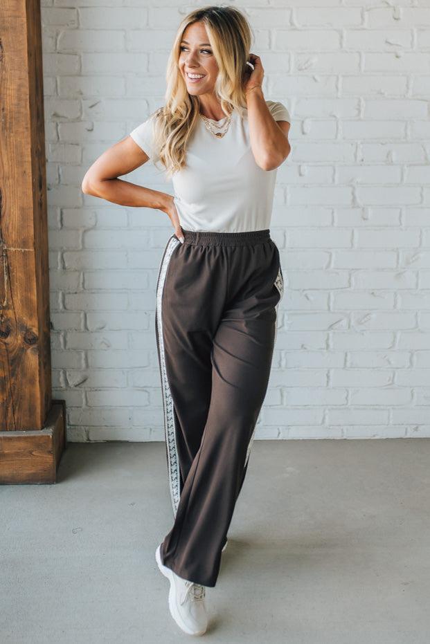 Lace Trimmed Track Pants