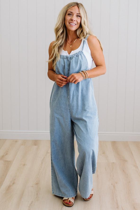 Lakehouse Wide Leg Tencel Overalls