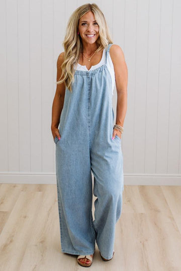 Lakehouse Wide Leg Tencel Overalls