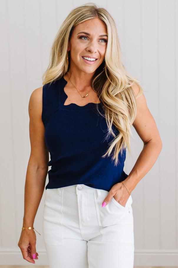 Lara Scallop and Squared Sweater Tank