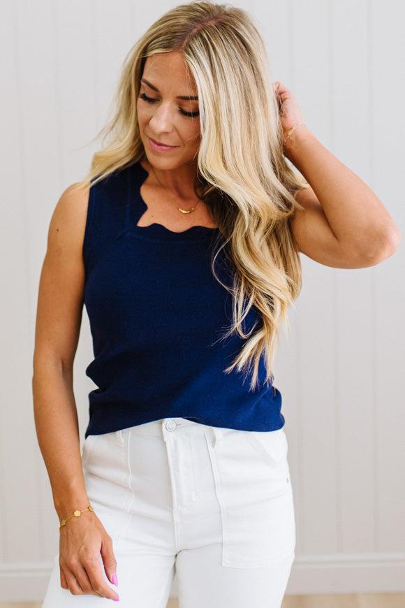 Lara Scallop and Squared Sweater Tank