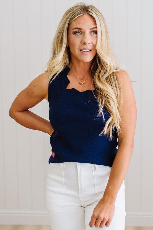 Lara Scallop and Squared Sweater Tank