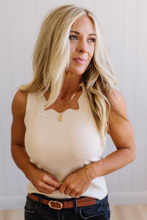 Lara Scallop and Squared Sweater Tank
