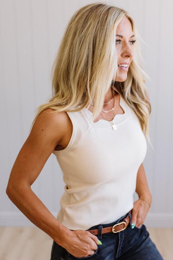 Lara Scallop and Squared Sweater Tank