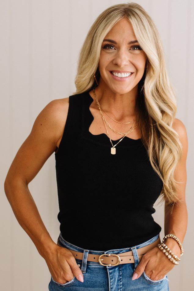 Lara Scallop and Squared Sweater Tank