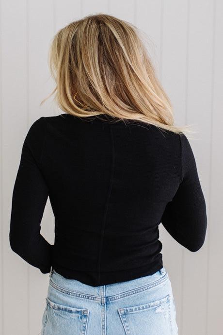 Lauren Snap Front Long Sleeve Waffle Tee
