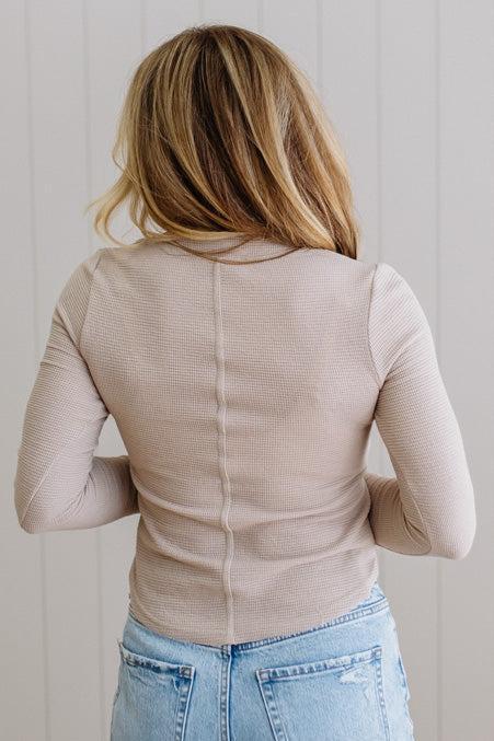 Lauren Snap Front Long Sleeve Waffle Tee