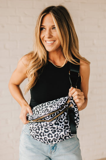 Leena Double Zipper Crossbody Bag | Leopard