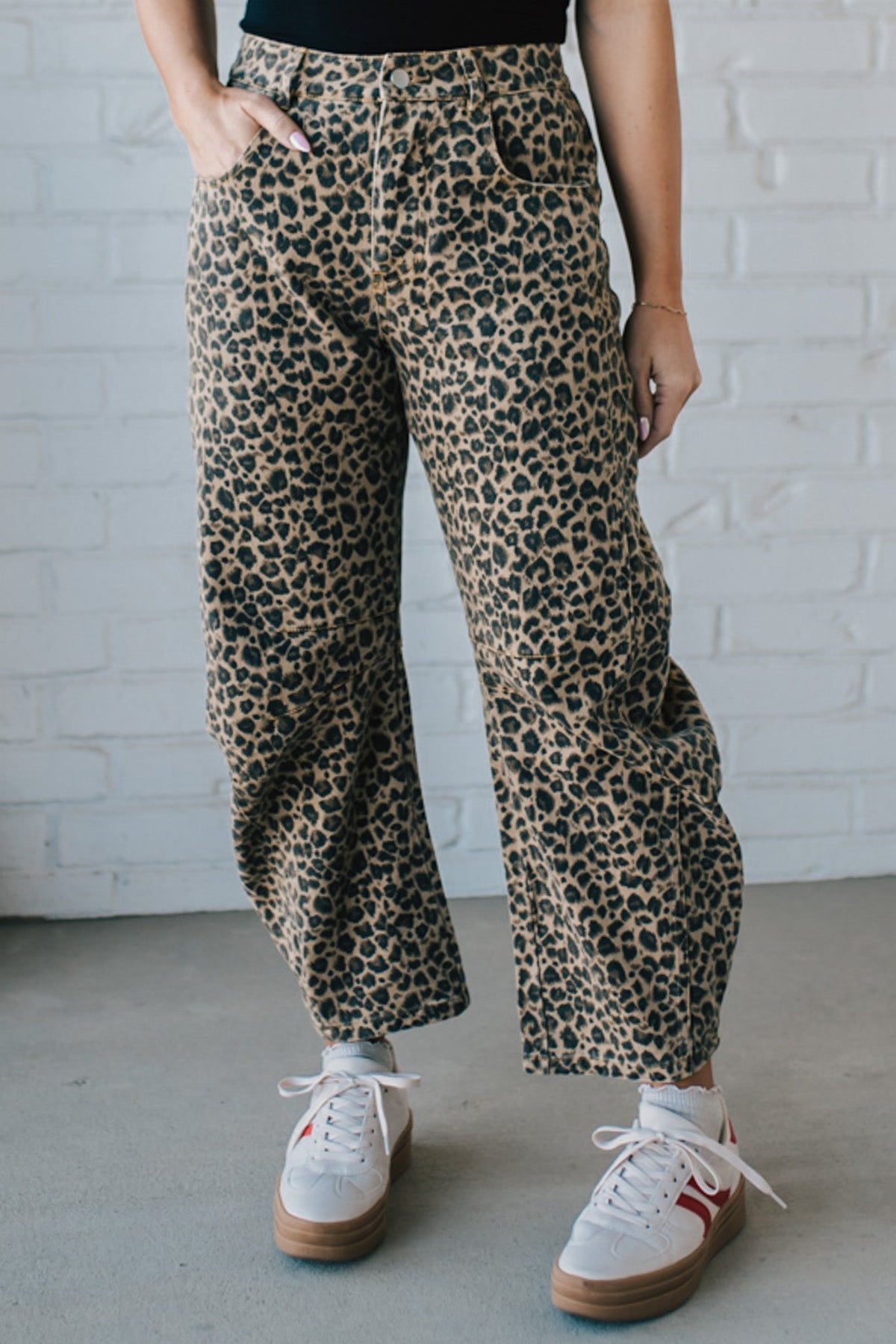 Leopard Barrel Denim Jeans - SO ME