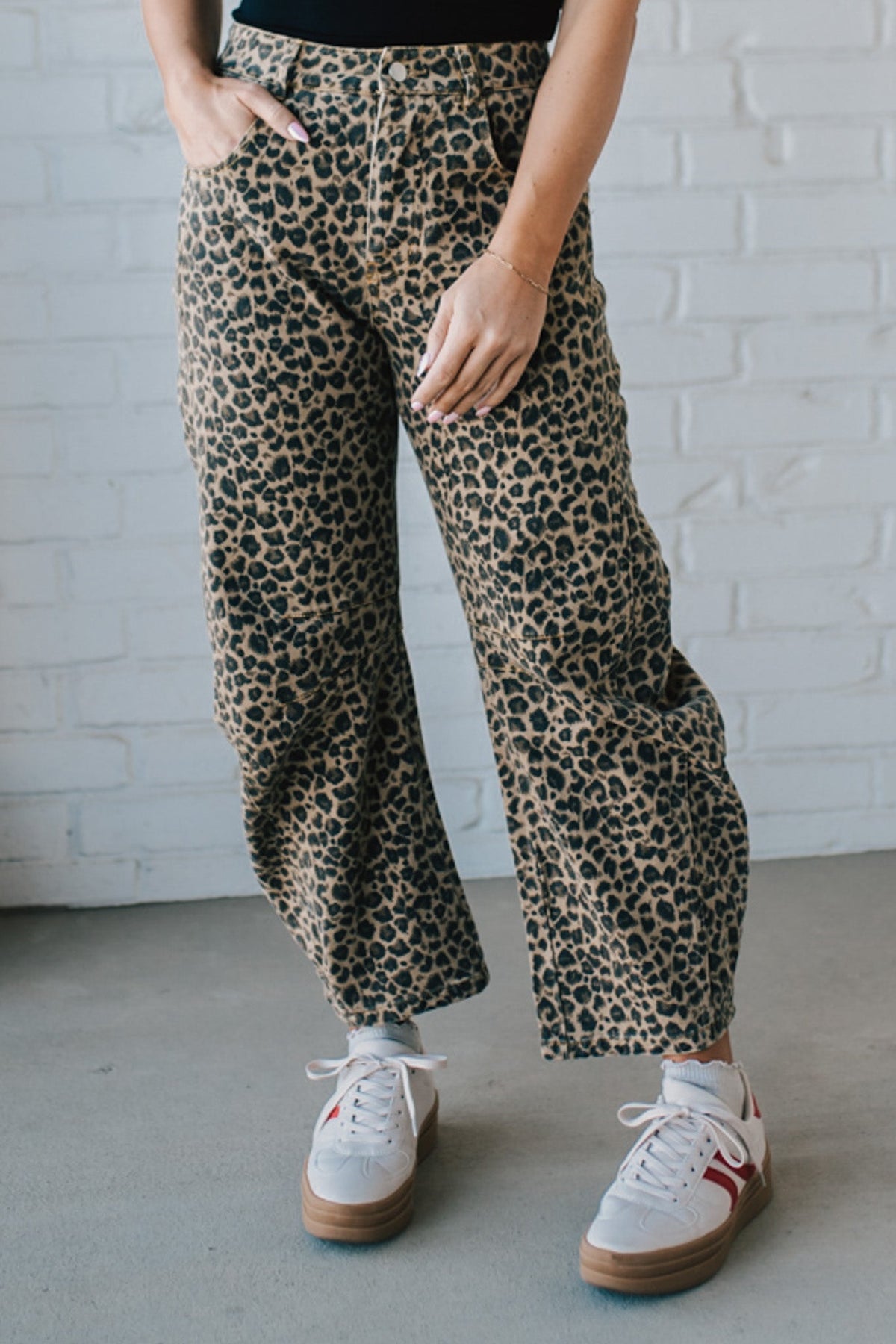 Leopard Barrel Denim Jeans - SO ME
