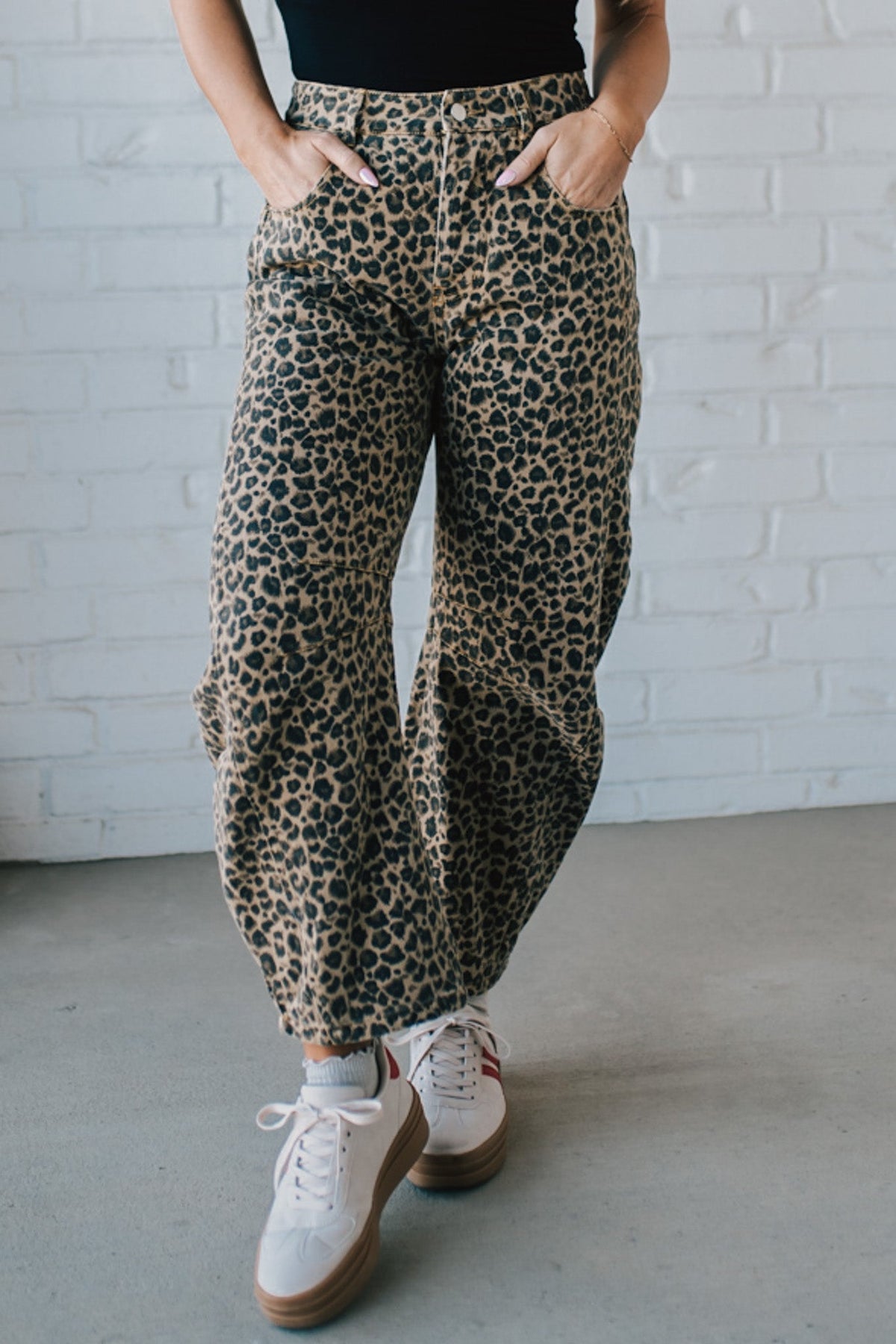 Leopard Barrel Denim Jeans - SO ME