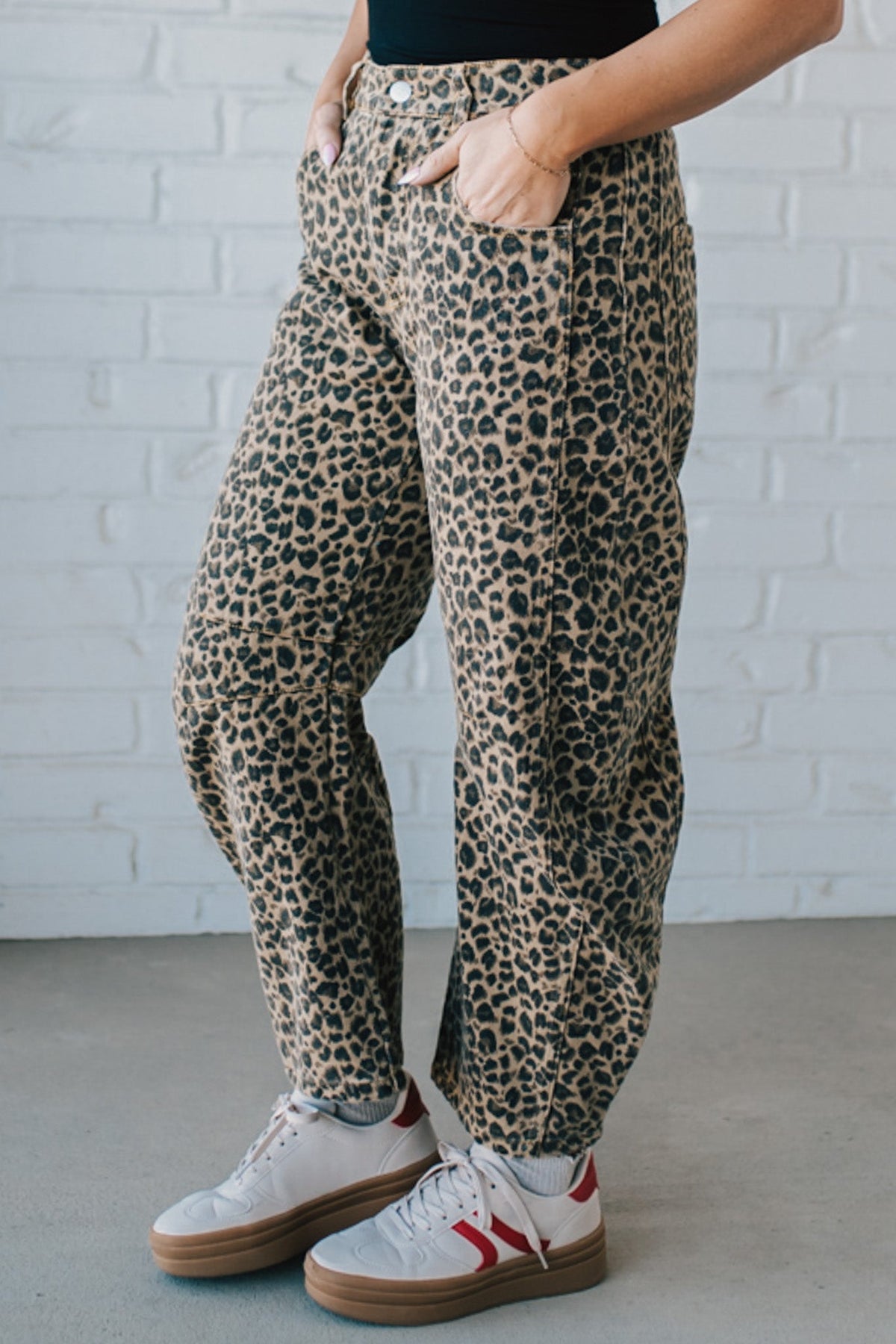 Leopard Barrel Denim Jeans - SO ME