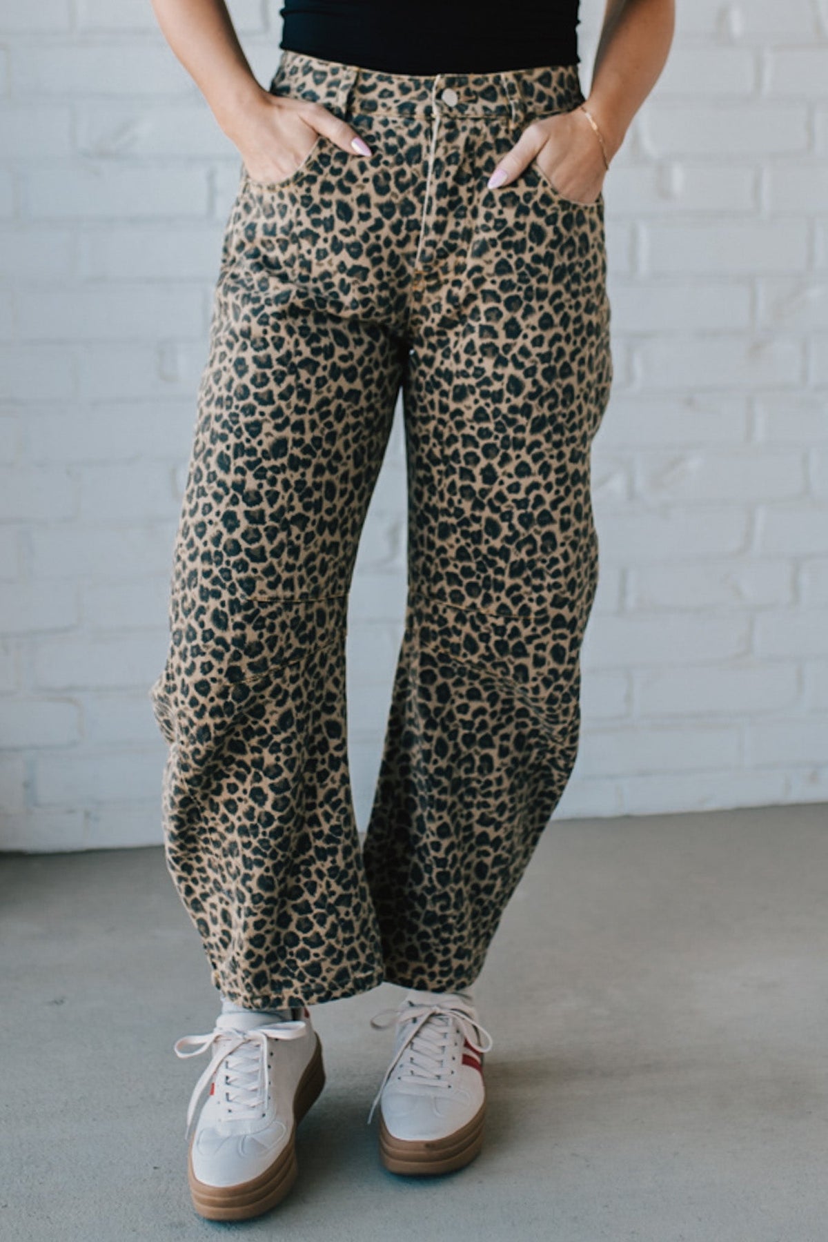 Leopard Barrel Denim Jeans - SO ME