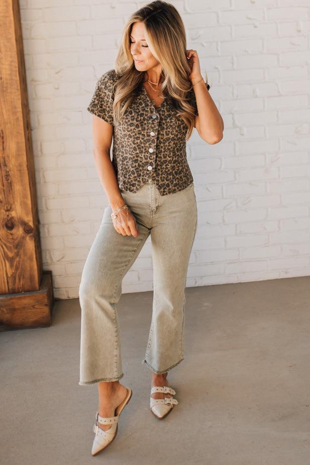 Leopardess Vintage Wash Denim Top