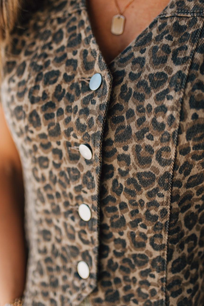 Leopardess Vintage Wash Denim Top
