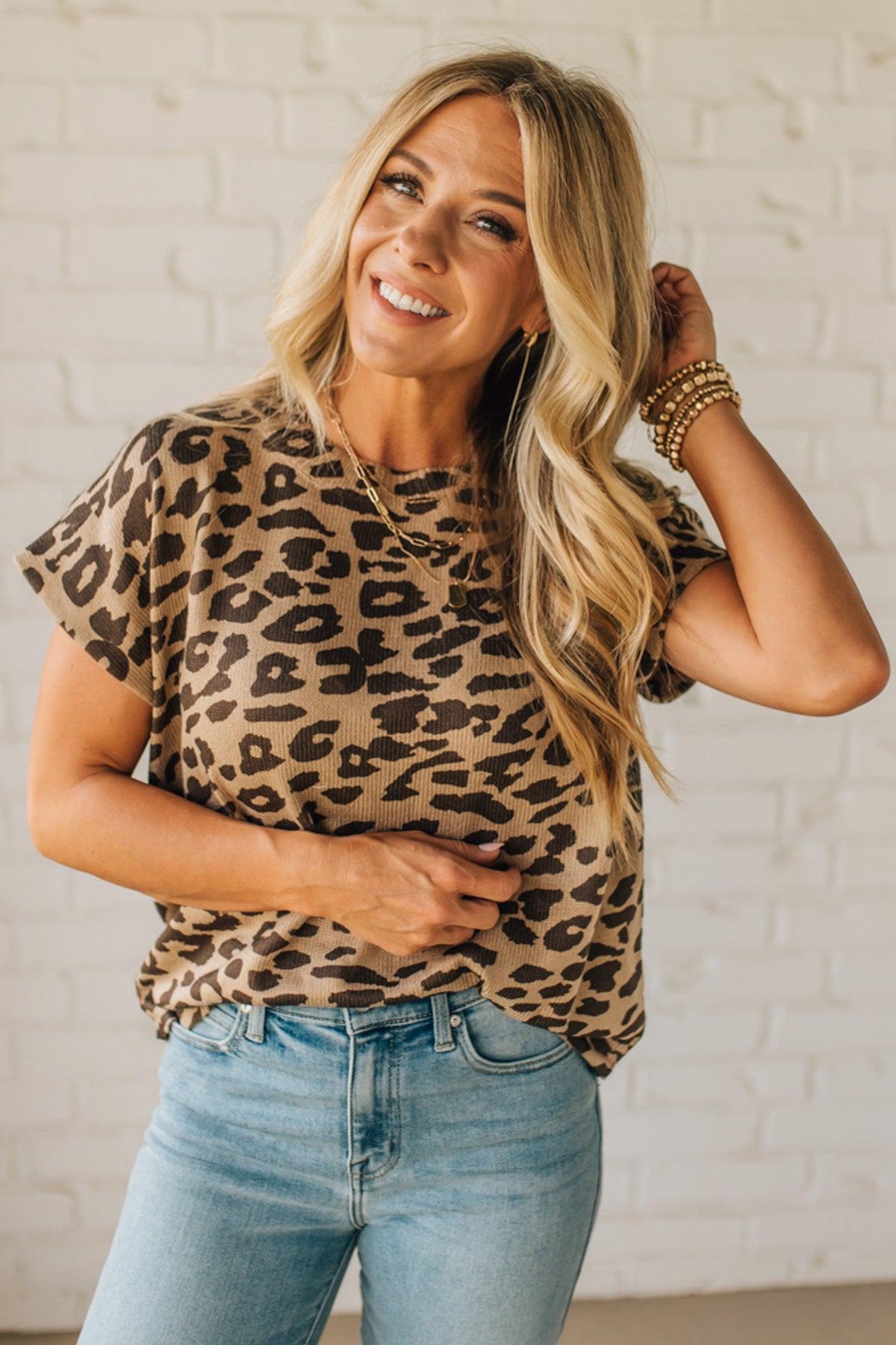 Lightweight Leopard Dolman Sweater Tee