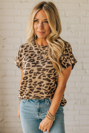 Lightweight Leopard Dolman Sweater Tee