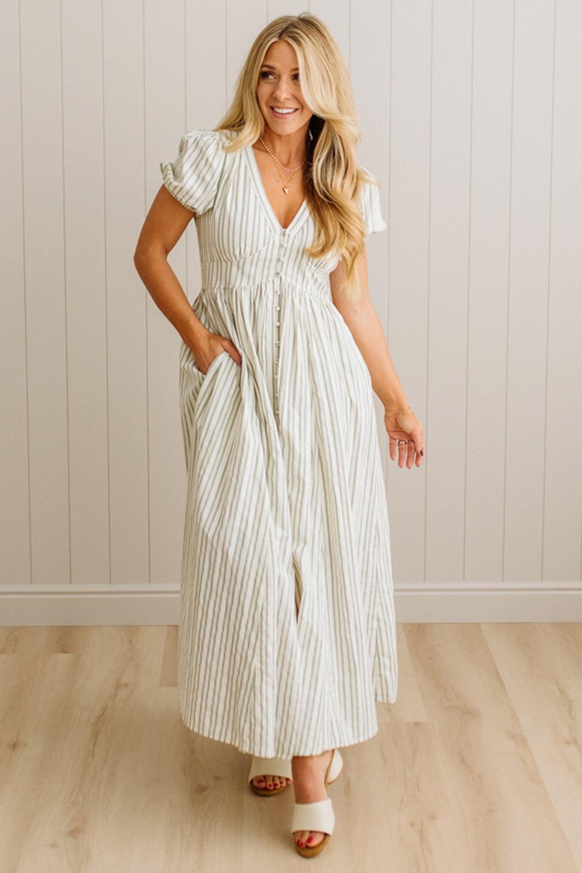 Lindsey Striped Button Front Dress
