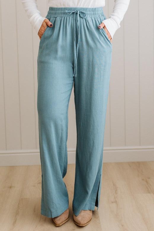 Linen Blend Drawstring Pants