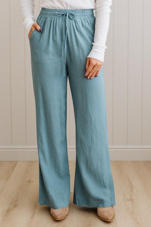 Linen Blend Drawstring Pants