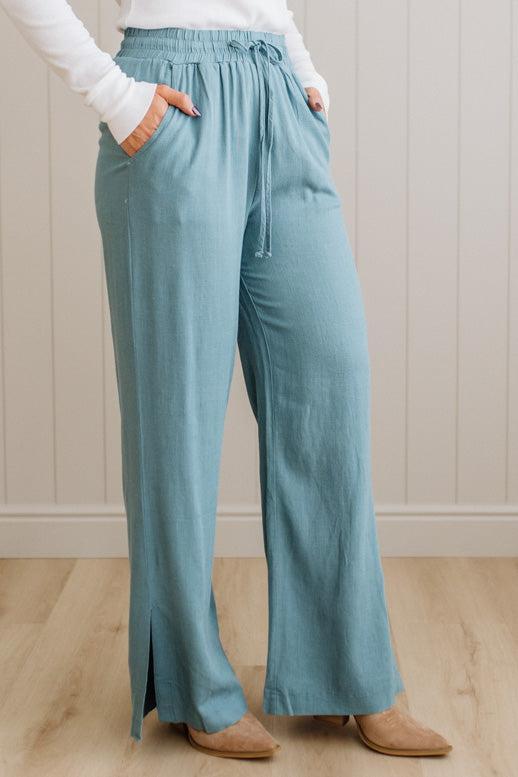 Linen Blend Drawstring Pants