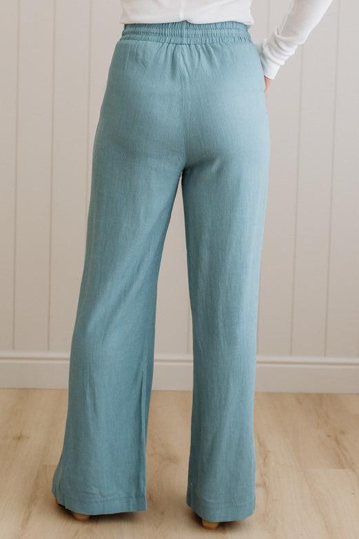 Linen Blend Drawstring Pants