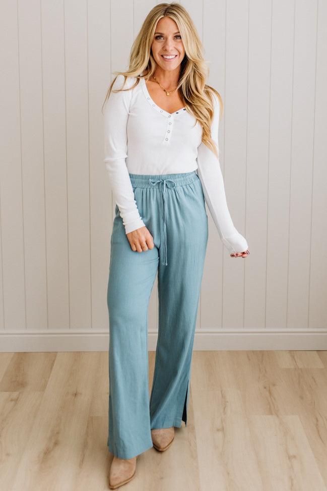 Linen Blend Drawstring Pants