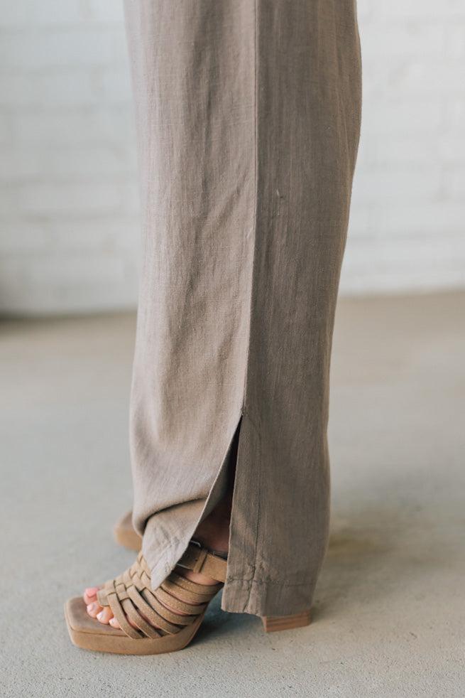 Linen Blend Drawstring Pants