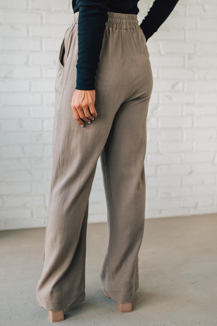 Linen Blend Drawstring Pants