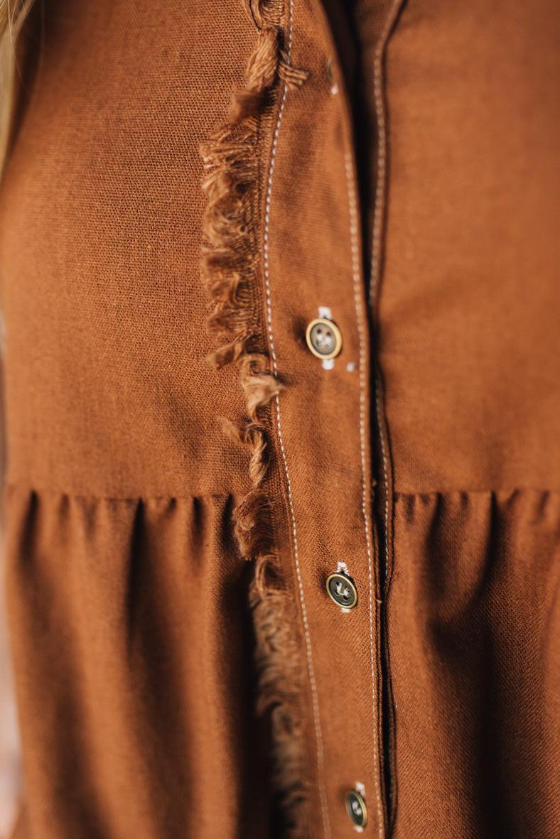 Linen Blend Tiered Shirt Dress