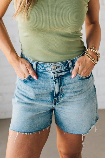 Livvy Acid Wash Cut Off Shorts - ZENANA