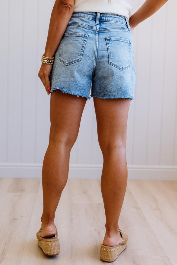 Livvy Acid Wash Cut Off Shorts - ZENANA