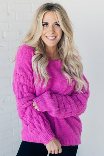 Loose Fit Textured Sleeve Sweater