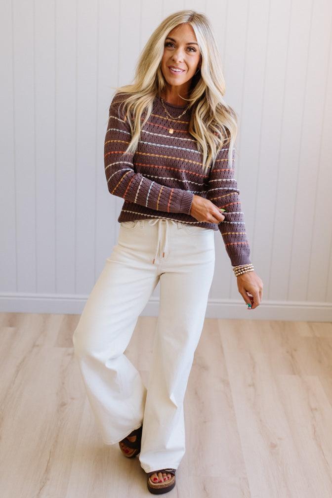 Low Gauge Crochet Striped Sweater