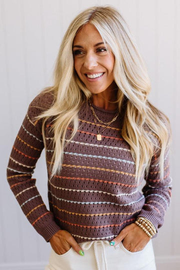 Low Gauge Crochet Striped Sweater