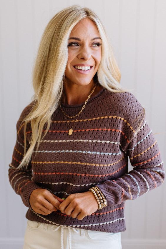Low Gauge Crochet Striped Sweater
