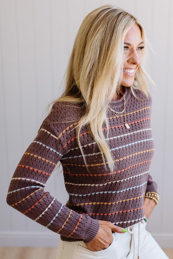 Low Gauge Crochet Striped Sweater