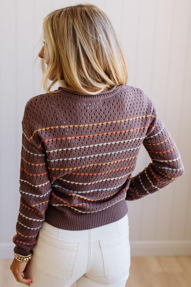 Low Gauge Crochet Striped Sweater