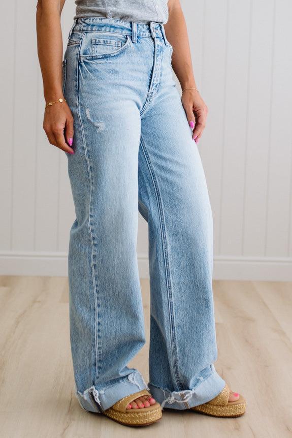 Mack Wide Leg Cuffed Jeans - VERVET