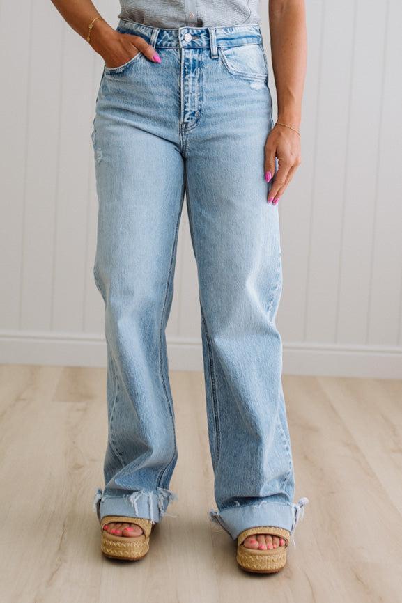 Mack Wide Leg Cuffed Jeans - VERVET