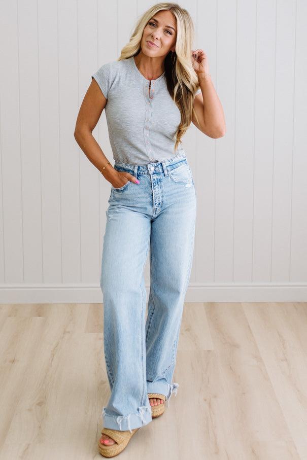 Mack Wide Leg Cuffed Jeans - VERVET