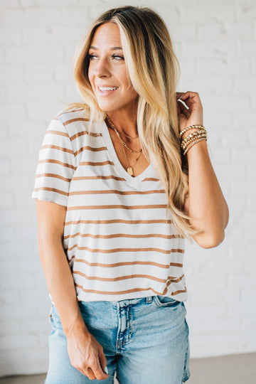 Mailey Striped V-Neck Tee