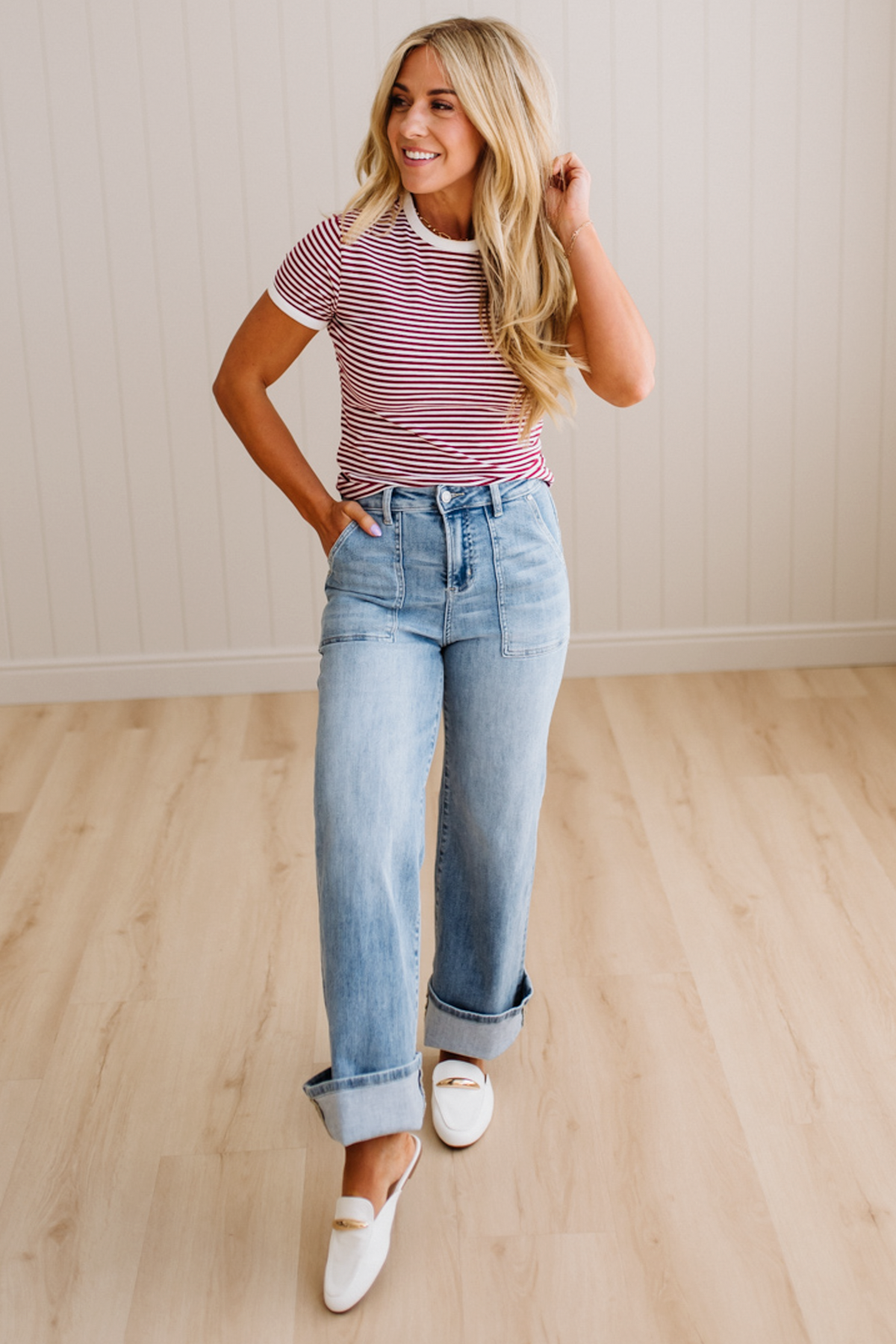 Marty Striped Contrast Trim Tee