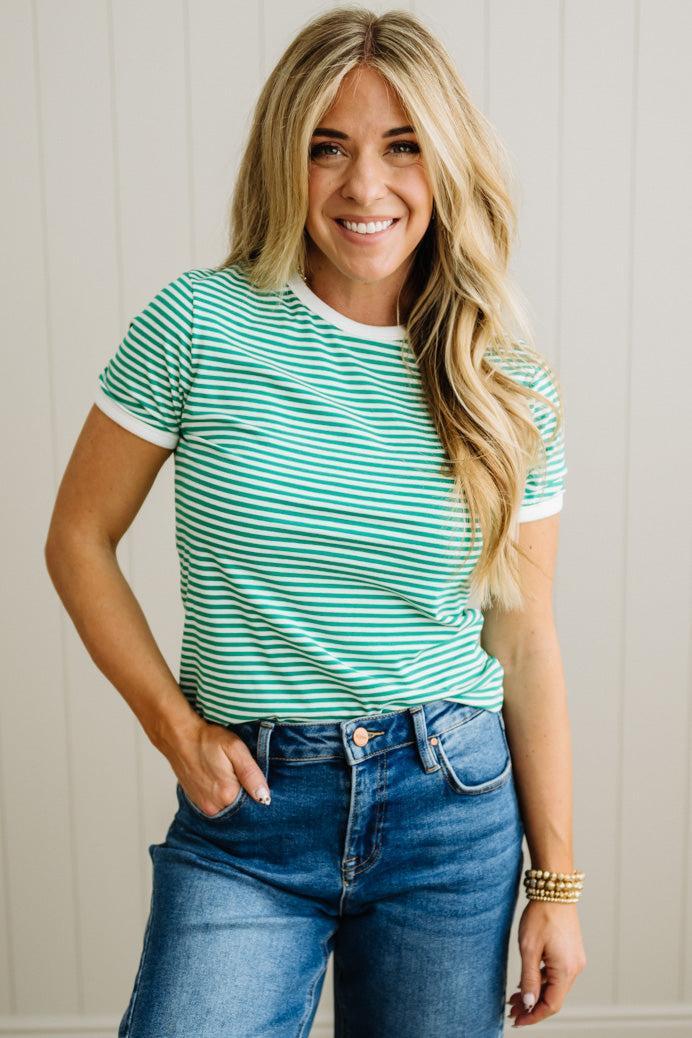 Marty Striped Contrast Trim Tee