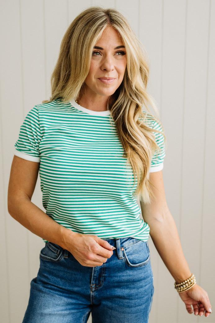 Marty Striped Contrast Trim Tee