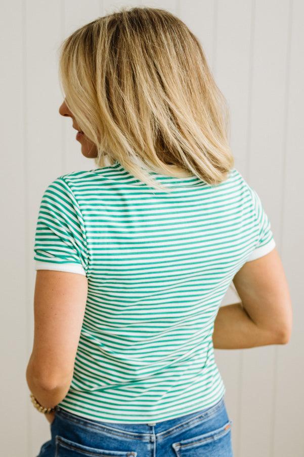 Marty Striped Contrast Trim Tee